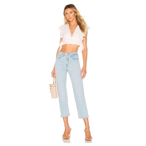 NWT TULAROSA Darcy White Boho VNeck Crop Top, L - Picture 3 of 6